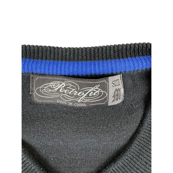 Retrofit Mens M Argyle V-Neck Pullover Sweater Diamond Pattern Long Sleeve Knit - Picture 4 of 6